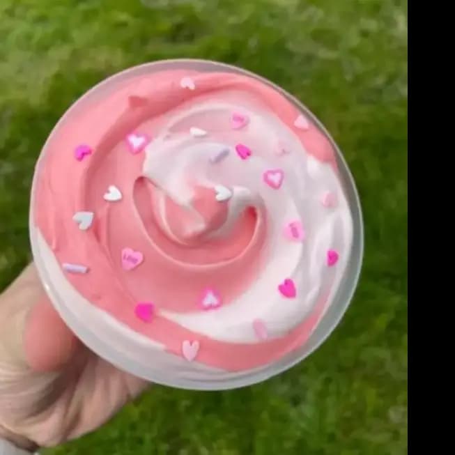 Pink & White Strawberry Butter Slime - 4oz | Soft, Stretchy, and Buttery Texture | Perfect for Sensory Play and Stress Relief